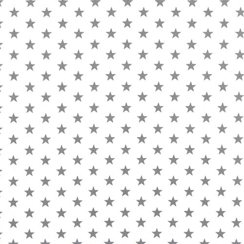 POPELINE LITTLE STARS 1 CM / WHITE-GREY