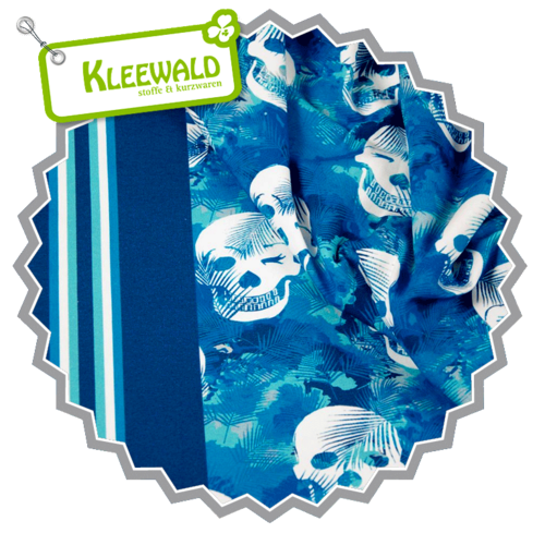 Happy Skull blau / Digitalprint Baumwolljersey - HILCO FS 2019